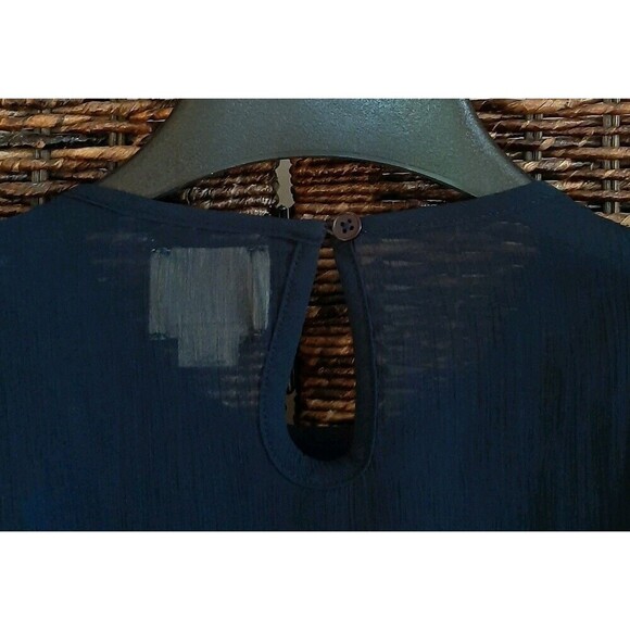 Anthropologie Maeve Beaded Embroidered Sequins Pintuck Sheer Blouse Top 0 Blue - Picture 4 of 7